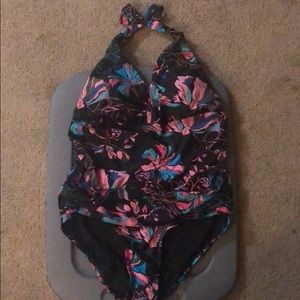 Multi colored one piece bathing suit